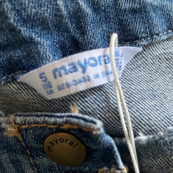 SEE VIDEO Super Cute Girl's Mayoral Blue Denim Jacket with Embroidery, Size 5 - Picture 6 of 8